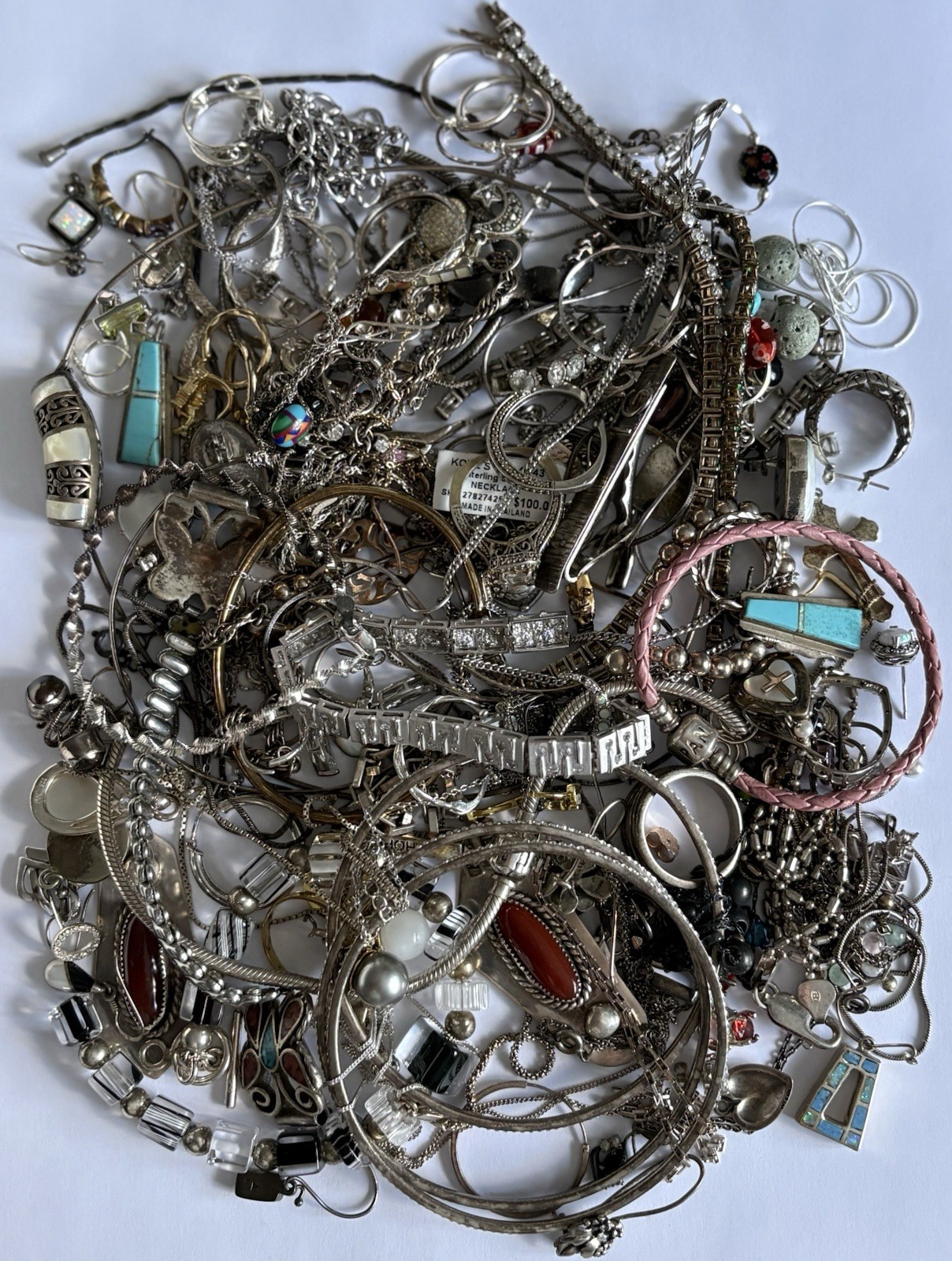 Vintage Sterling Silver Jewelry Lot 925 Scrap Repair Repurpose 457.9 Grams