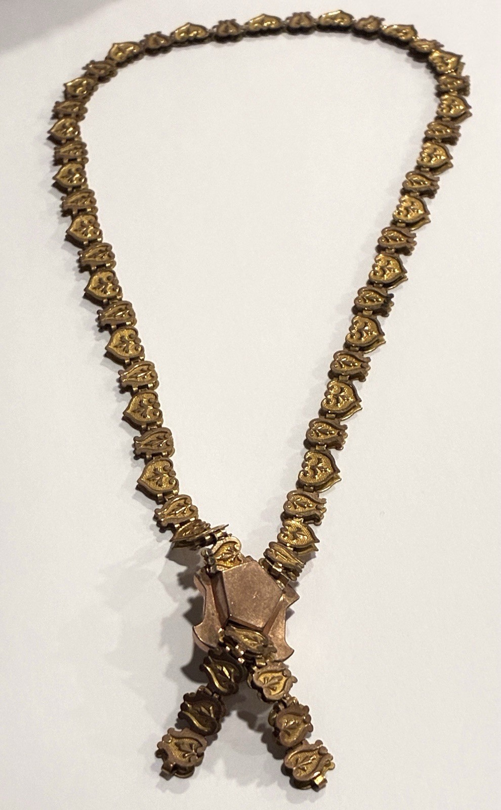 VICTORIAN GOLD Filled Book Chain Hard Stone CAMEO NECKLACE