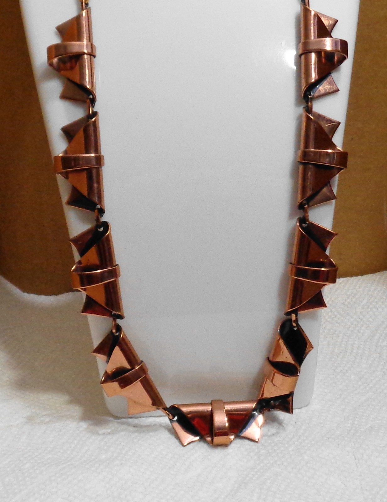 21 inch (adj) Vintage Solid Copper Renoir Folded Triangle Necklace 5/8″ 63.8 gm