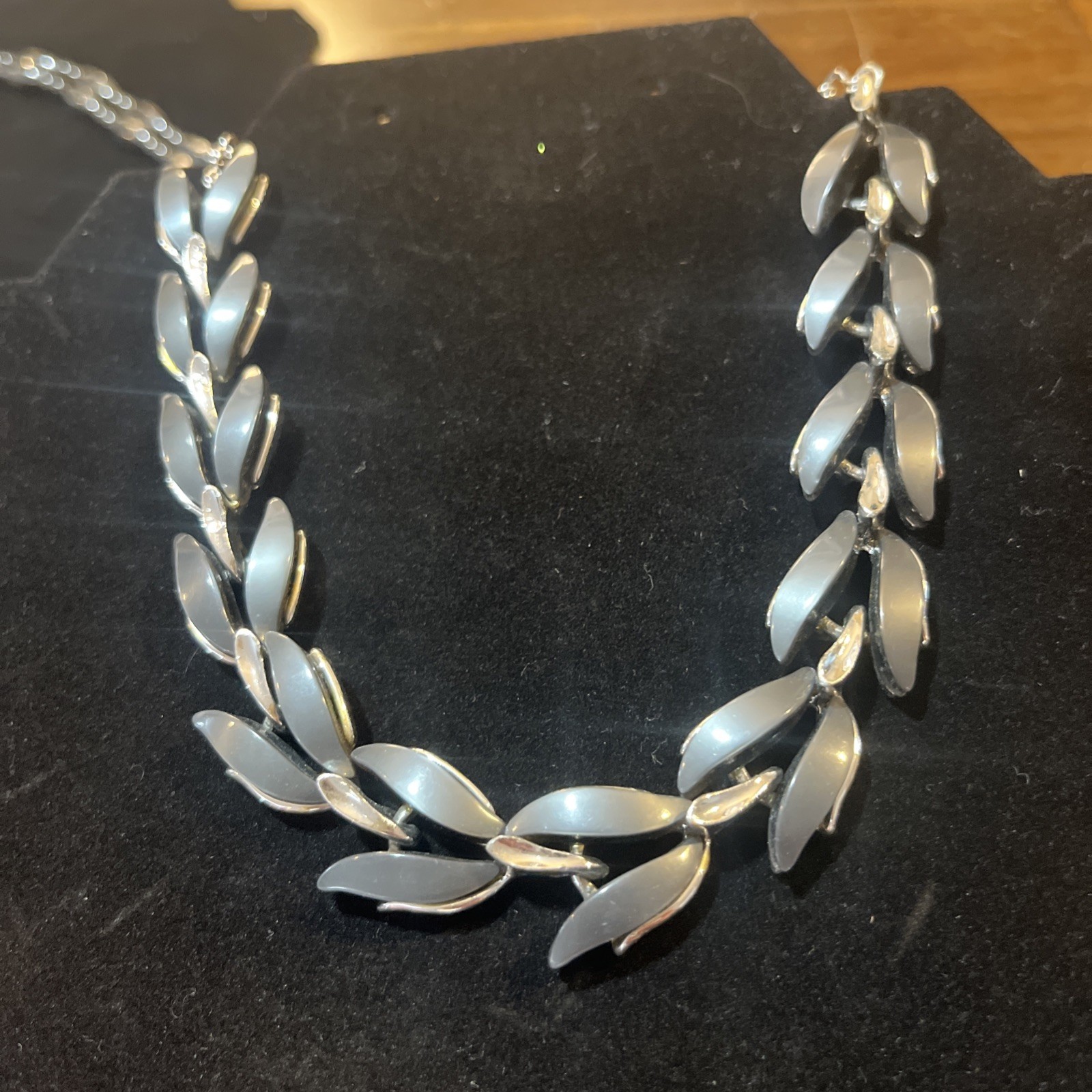 Vintage Claudette Gray Silver Collar Chocker Necklace Statement Womens Jewelry