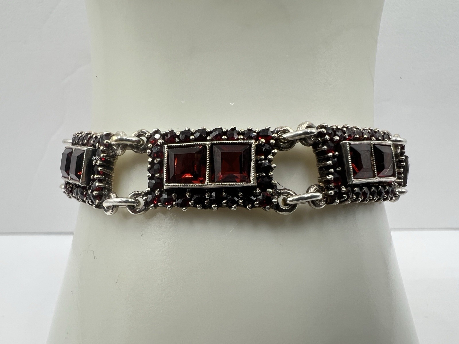 Vintage 835 Silver & Garnet Trachten Bracelet