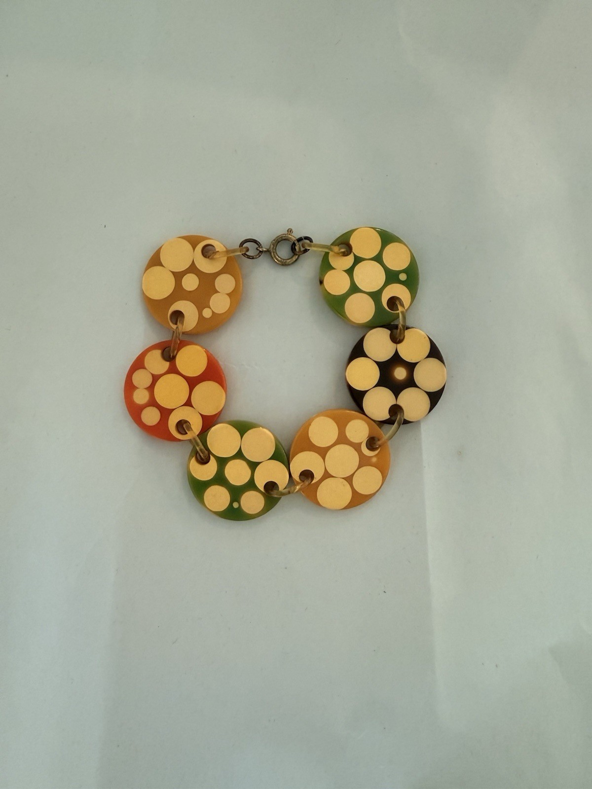 Vintage RARE Charles Elkaim Polka Dot Bakelite Bracelet