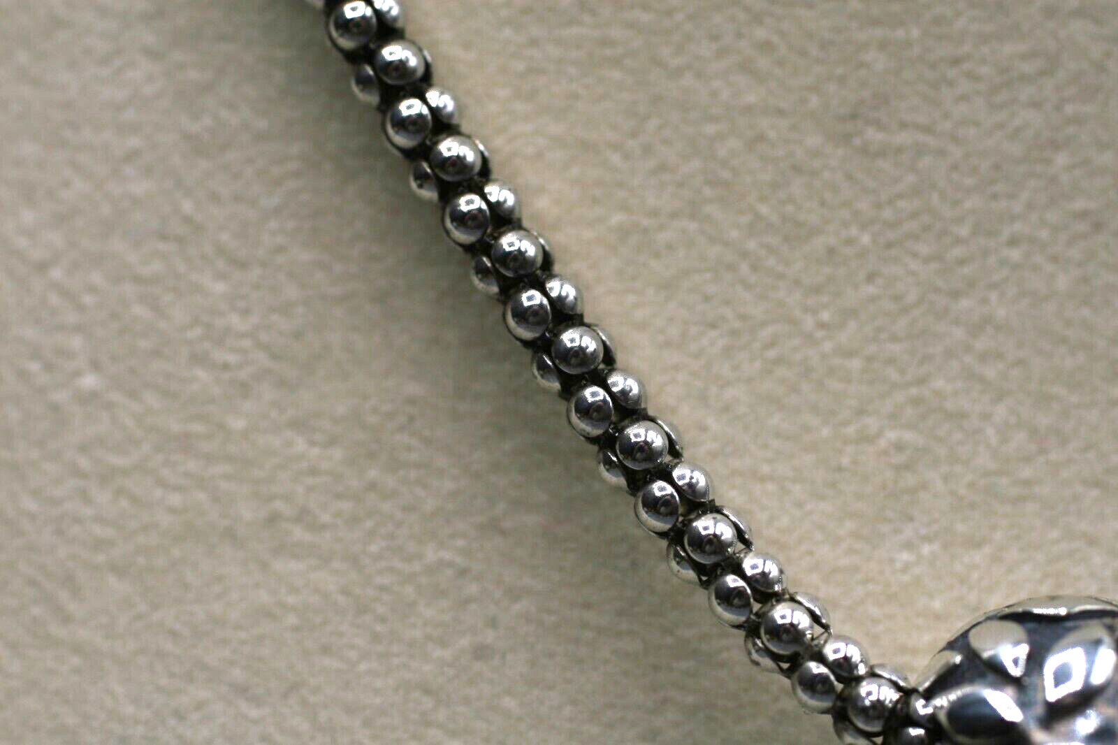 RARE SILPADA STERLING SILVER HEAVY ORNATE BALL SLIDE SNAKE CHAIN NECKLACE S5