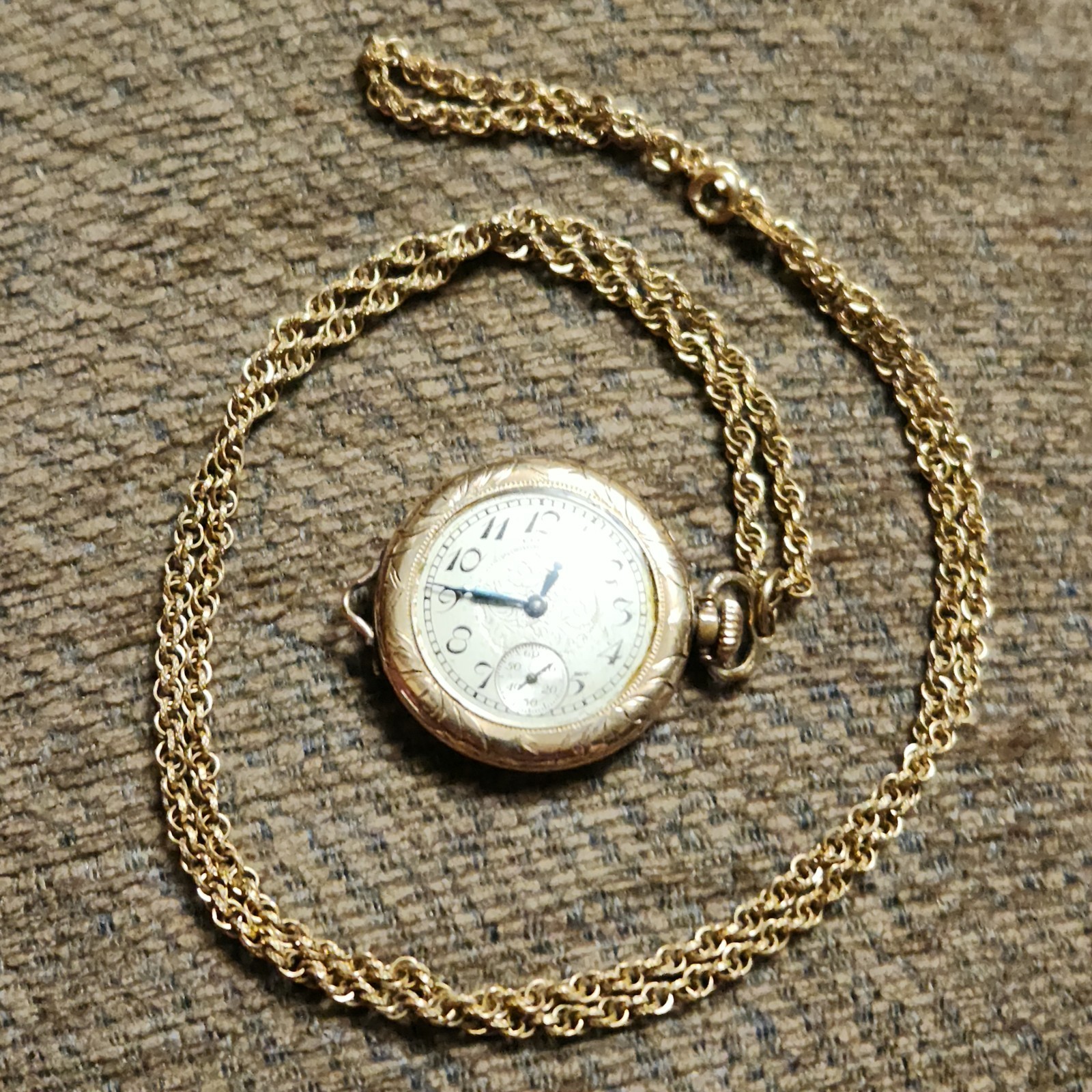 Elgin 12k Pocket Watch Pendant 15 Jewels Second Hand Not Moving/ Cannot Set Time