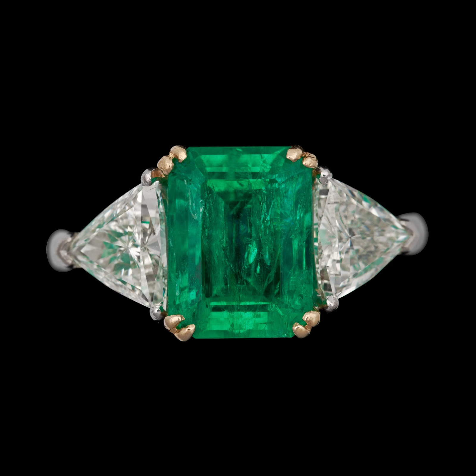 3.90 Ct Natural Emerald Art Deco Vintage Engagement Ring 925 Sterling Silver