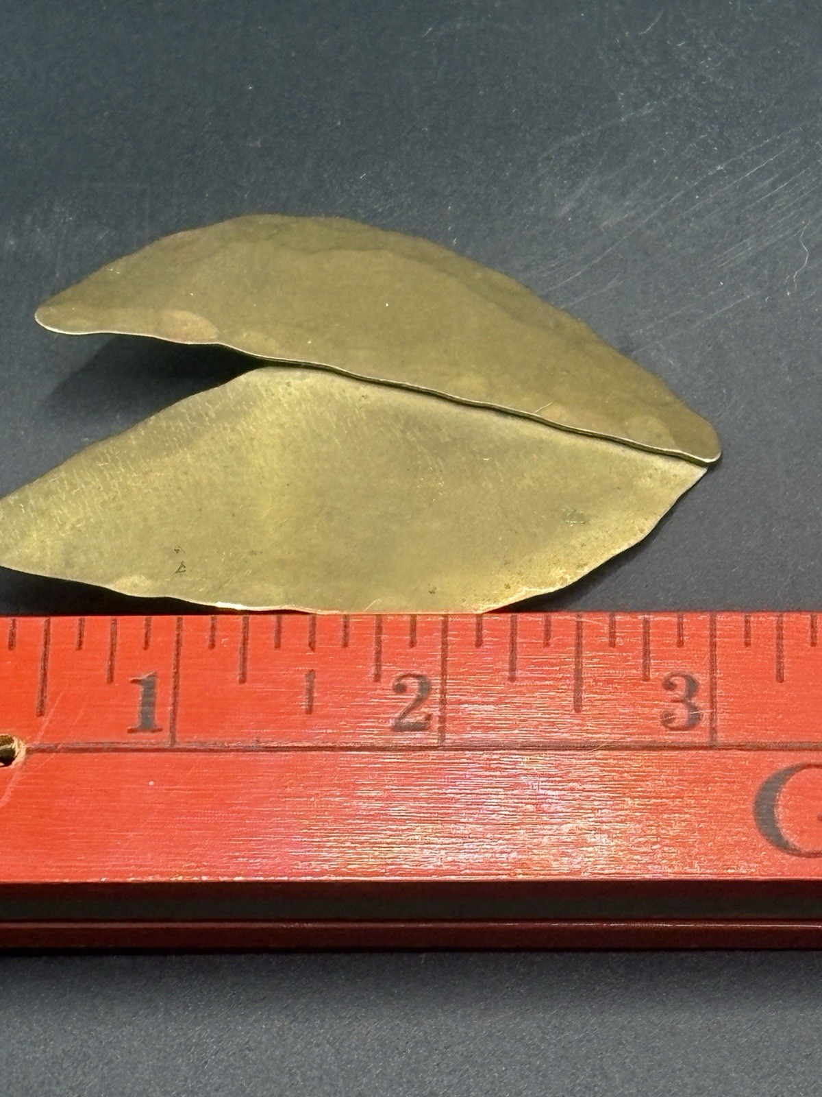 Mid Century Modern Brass Leaf Brooch Abstract Brutalist Style 3” Pin