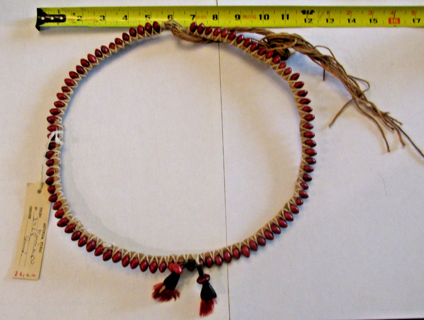 VTG Necklace Crafted Black Red Seeds Kaiapo Tribe Brazil Traditional Decorative