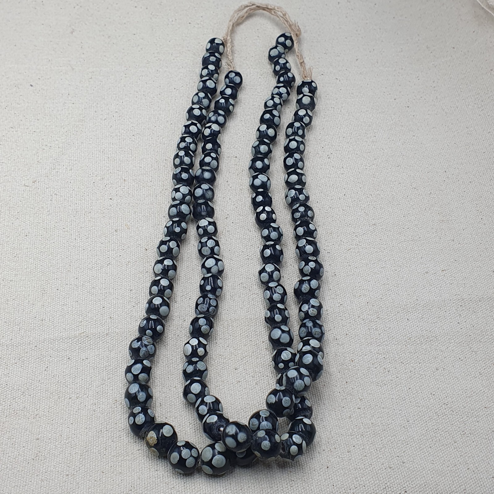 Authentic Vintage African Glass Beads Necklace Skunk Bead Design