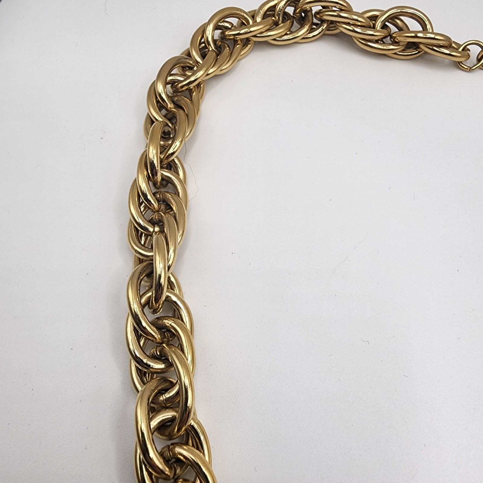 Heavy Duty Gold Tone Chain Necklace Vintage Twist Link 24″ Jewelry Estate Cool