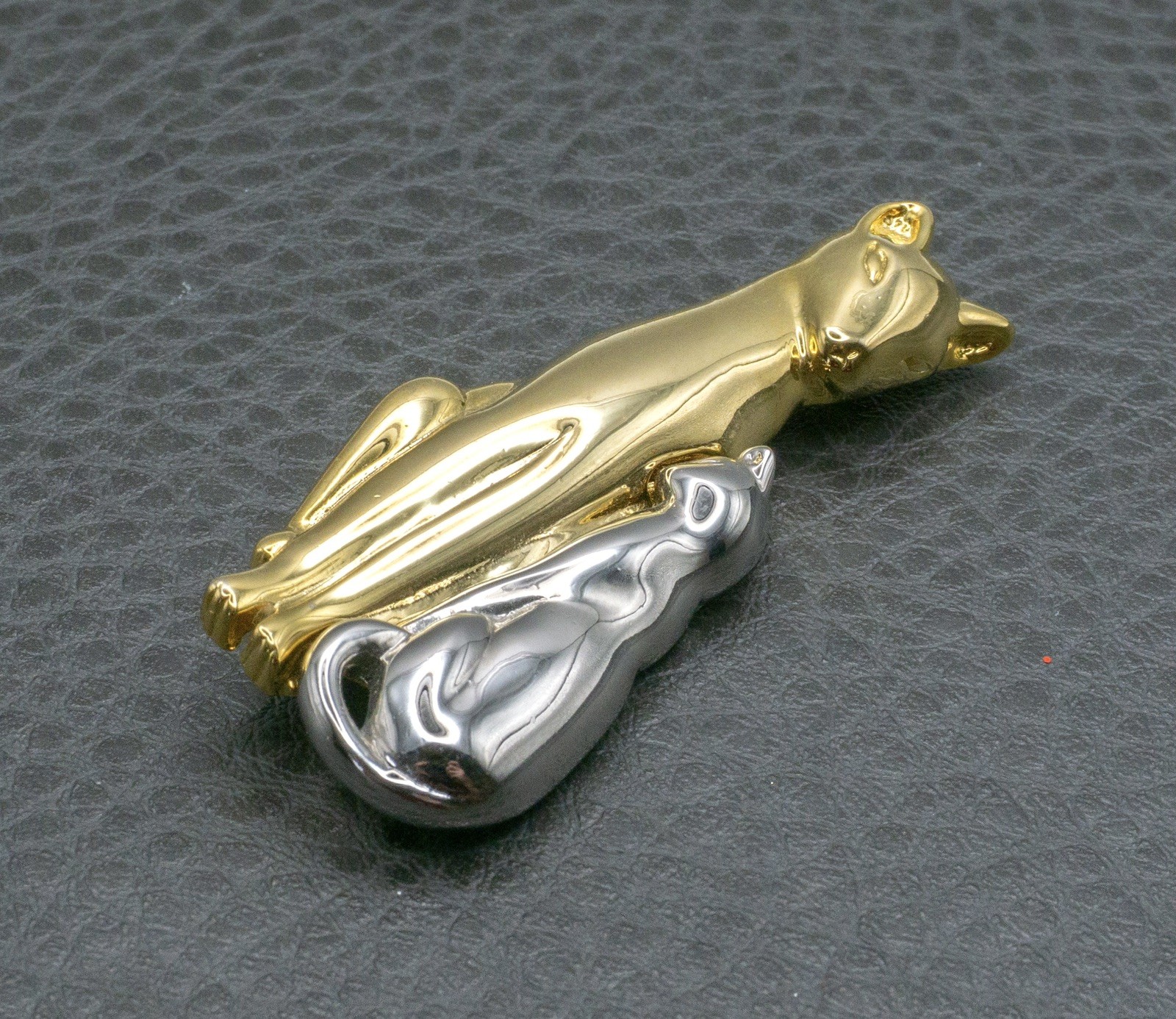 Vintage 2” Silver & Gold Tone Siamese Cat Brooch Pin 2 Cats – Mom & Kitten
