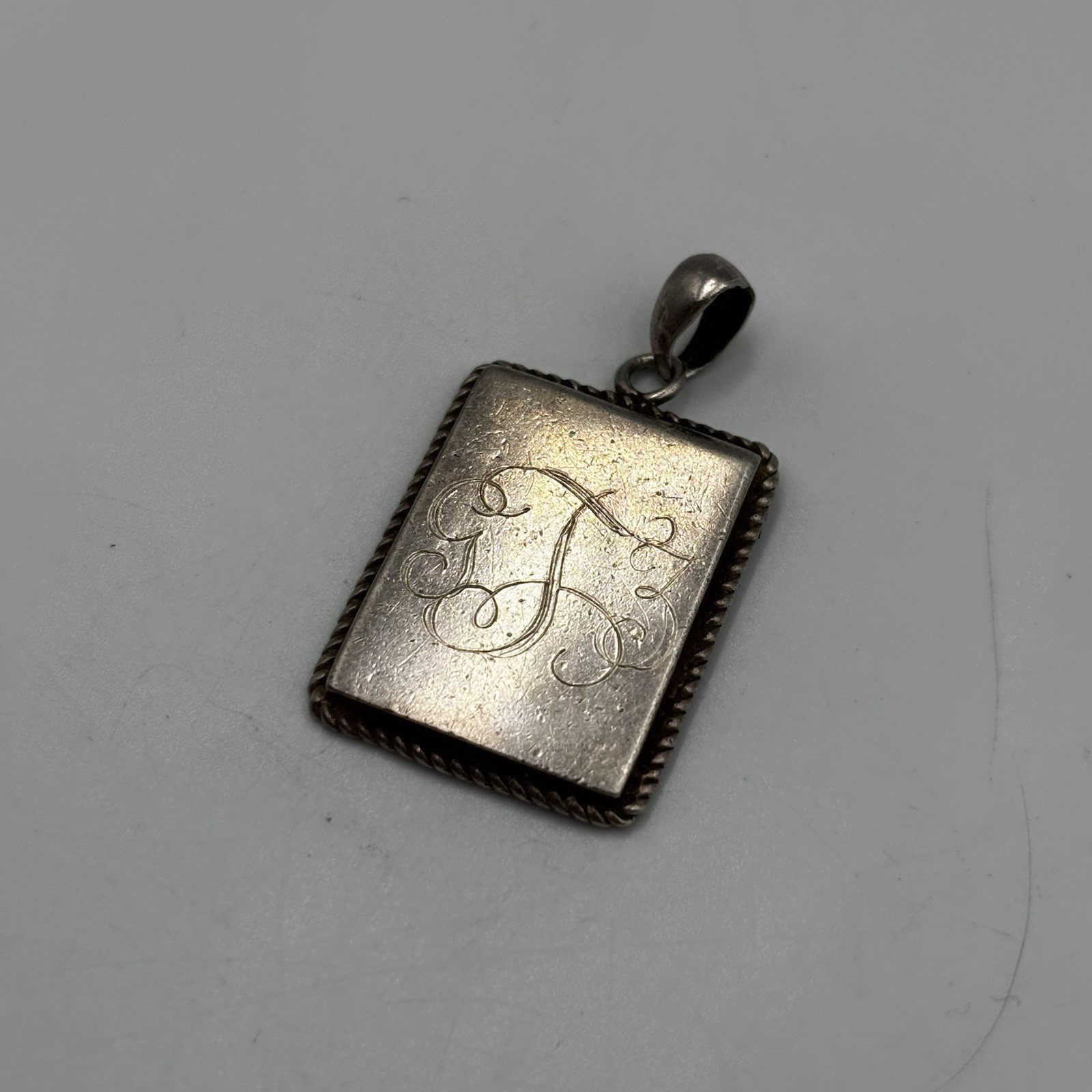 Vintage Sterling Silver 925 Rectangle GL3 Marked 40.70mm Pendant 7.2g