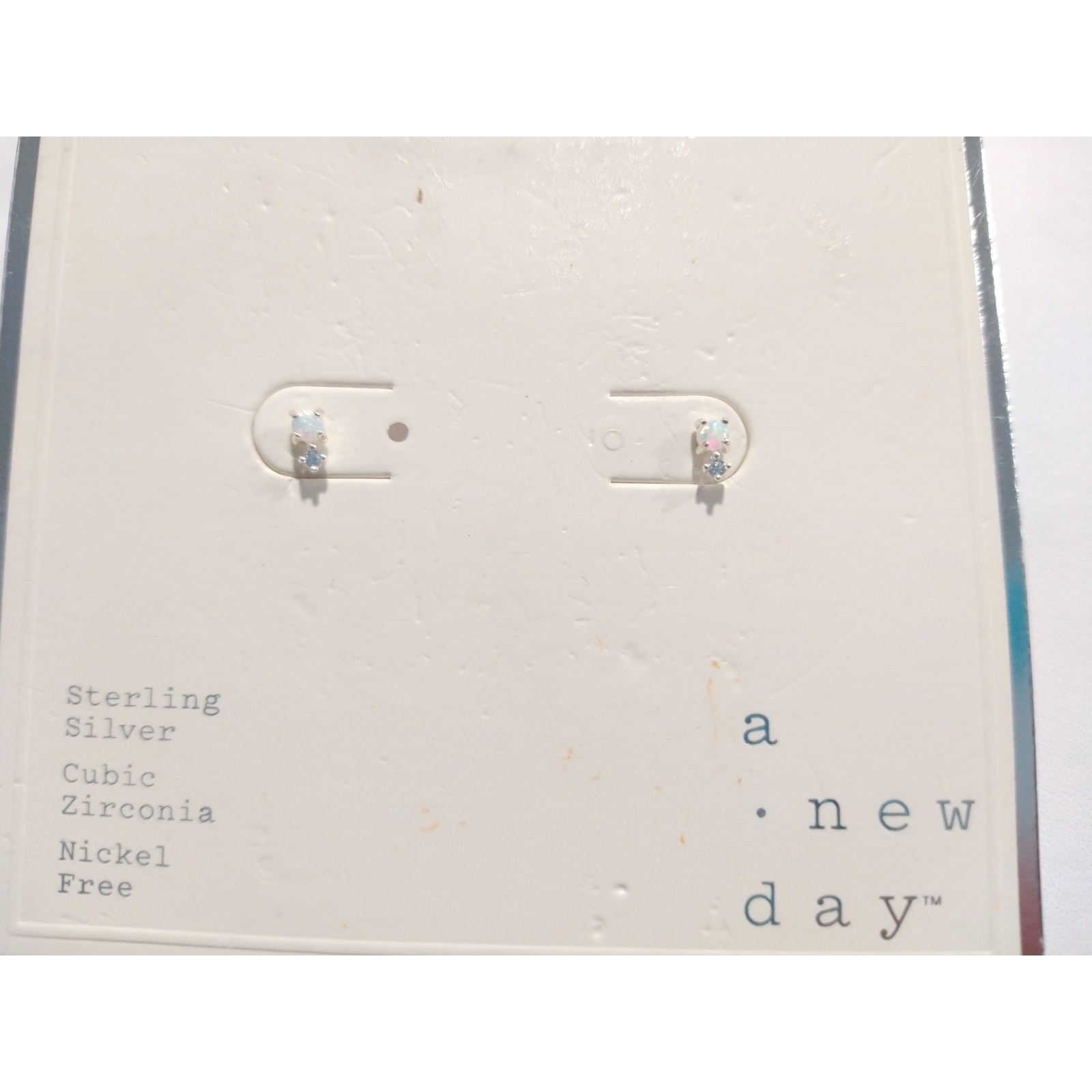 A New Day 925 Sterling Silver CZ Dainty Stud Earrings Nickel Free ES1