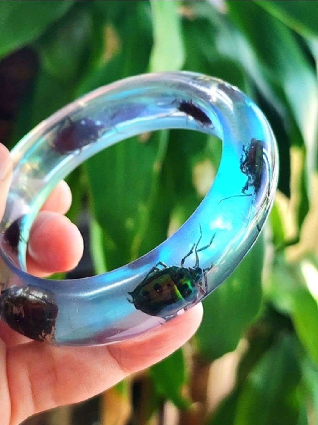 Vintage Blueberry Juice Lucite Beetle Bangle