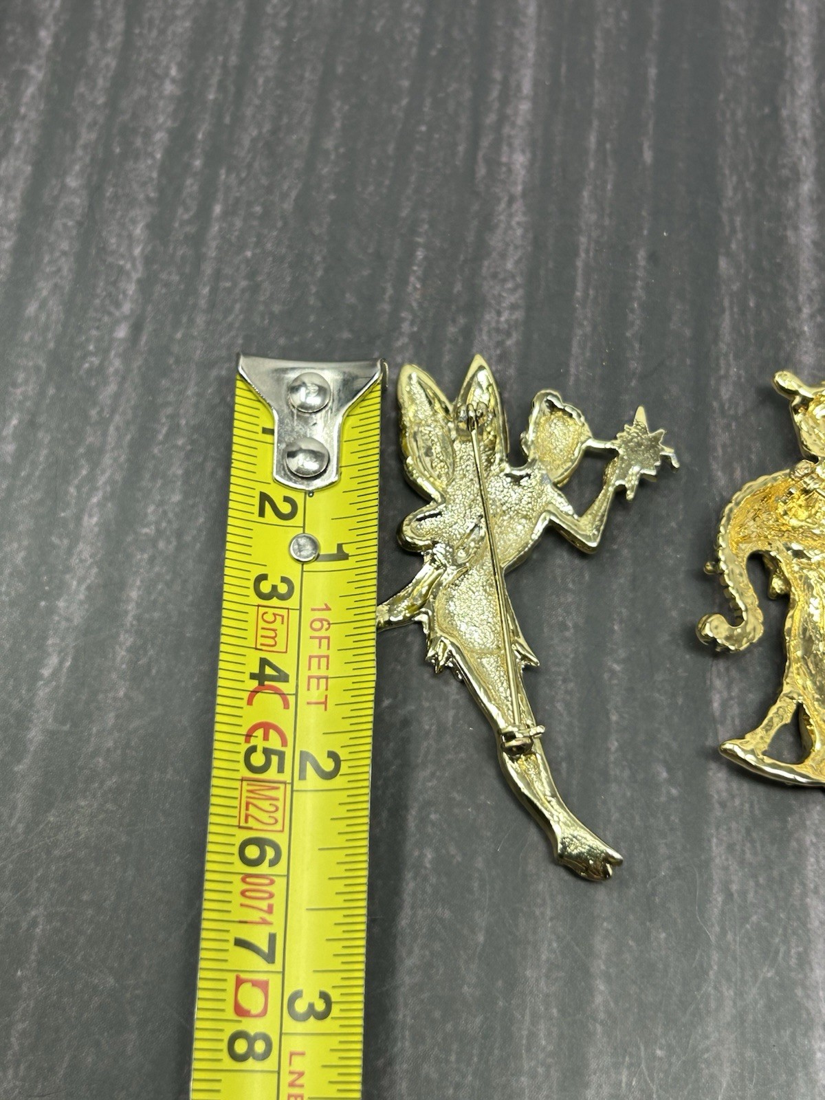 Vintage Gold Tone Brooch Lot Fairy Animals Red Bow Rhinestone Pins Costume