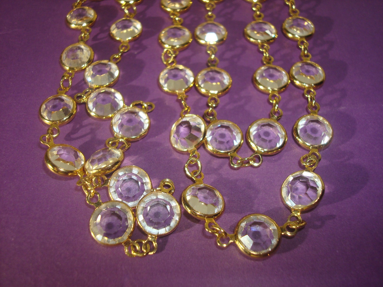 SWAROVSKI SWAN SET/LOT CLEAR CRYSTAL BEZEL NECKLACE 36″&EARRINGS,CLUSTER,DANGLE