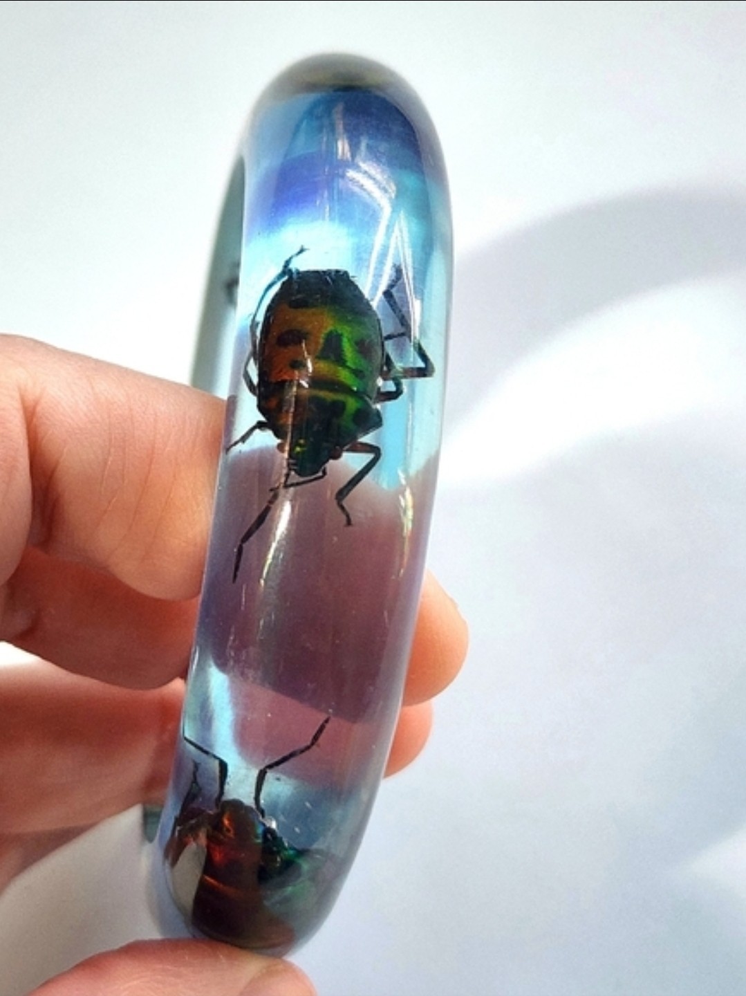 Vintage Blueberry Juice Lucite Beetle Bangle