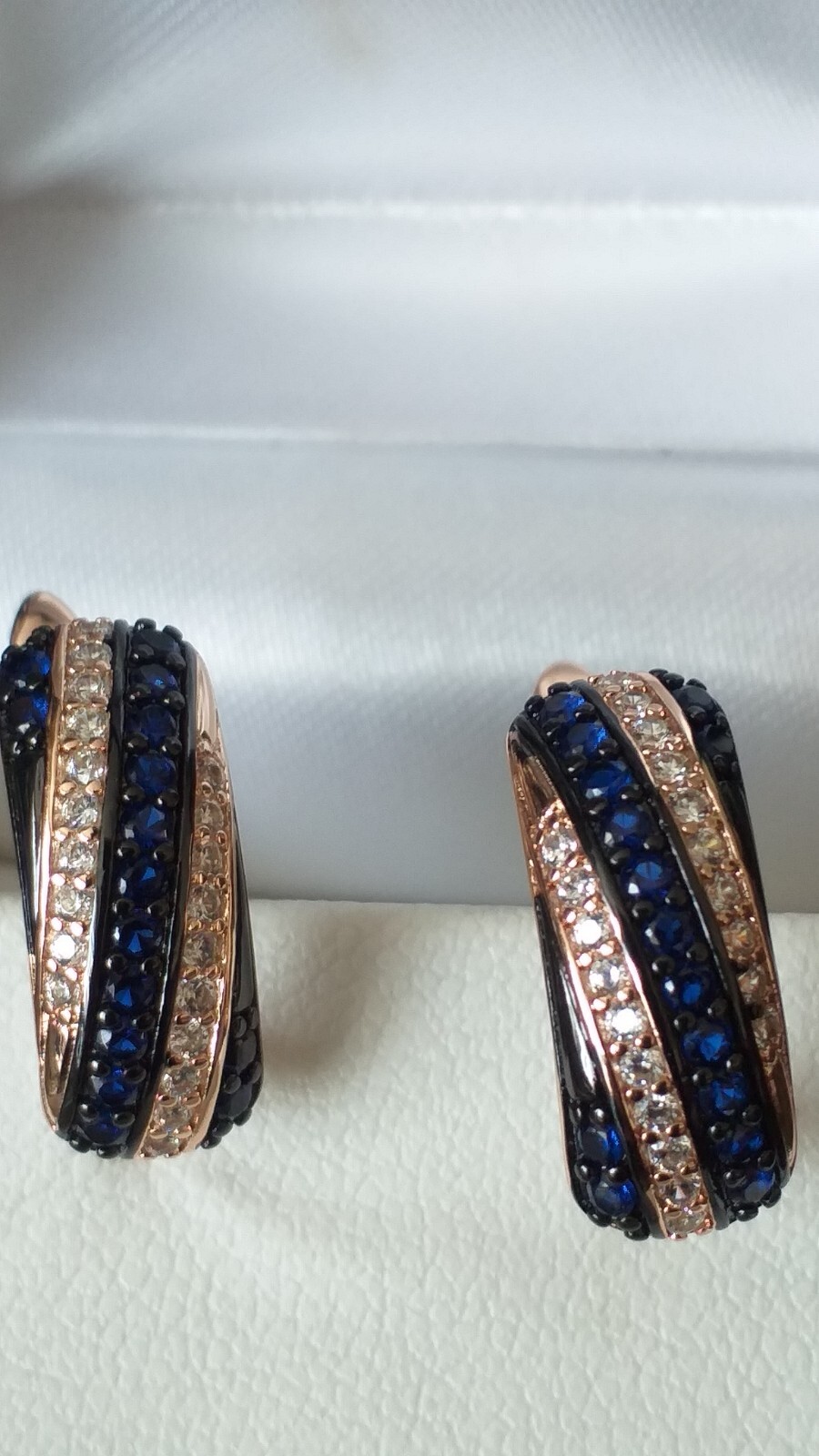 Vintage 1990-s 14 Ct Rolled Gold Sapphire Zircons Earrings- Hallmarked 585 RG
