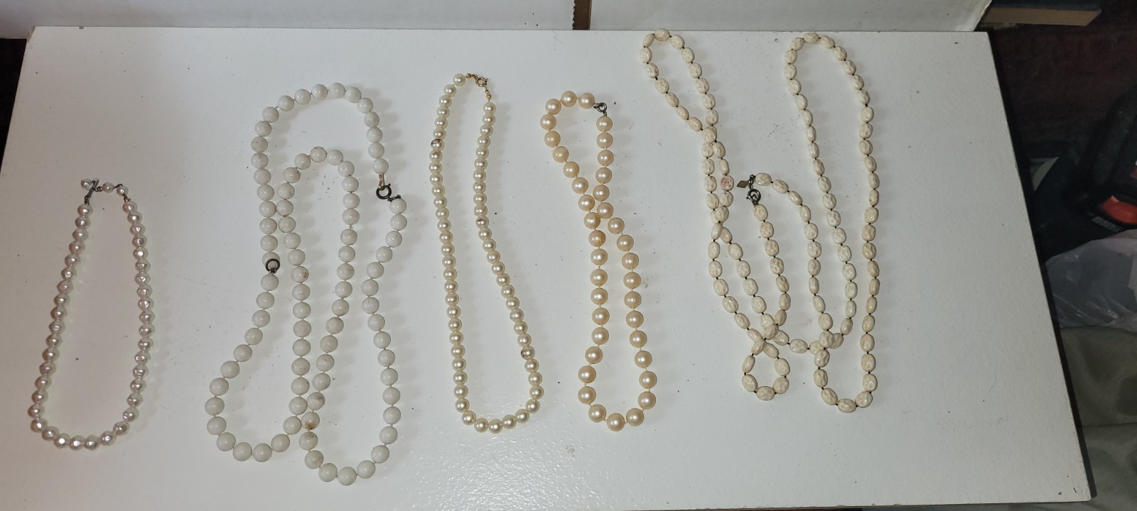 Pearl & other Bead Necklaces White Lot of 5 Vintage