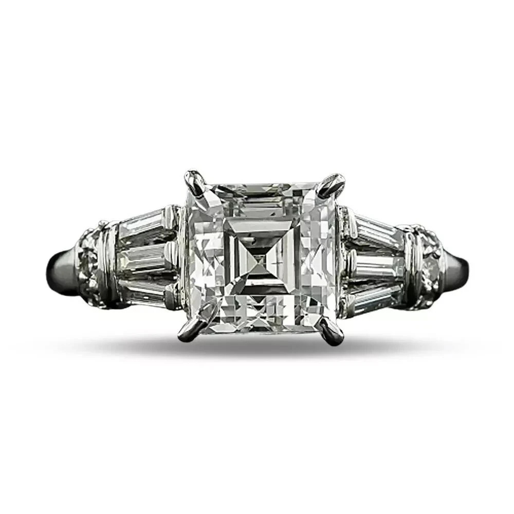 Art Deco Style 3.45Ct Lab Created Diamond Anniversary 14K White Gold Finish Ring