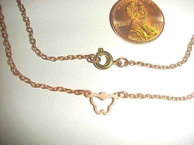 12 VINTAGE COPPER COATED BUTTERFLY CENTER PENDANT 16″ CABLE CHAIN NECKLACES W834
