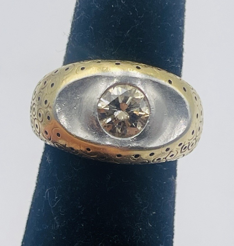 Pedro Boregaard 18k Gold & Platinum Fancy Color Brown Diamond Ring Size 5