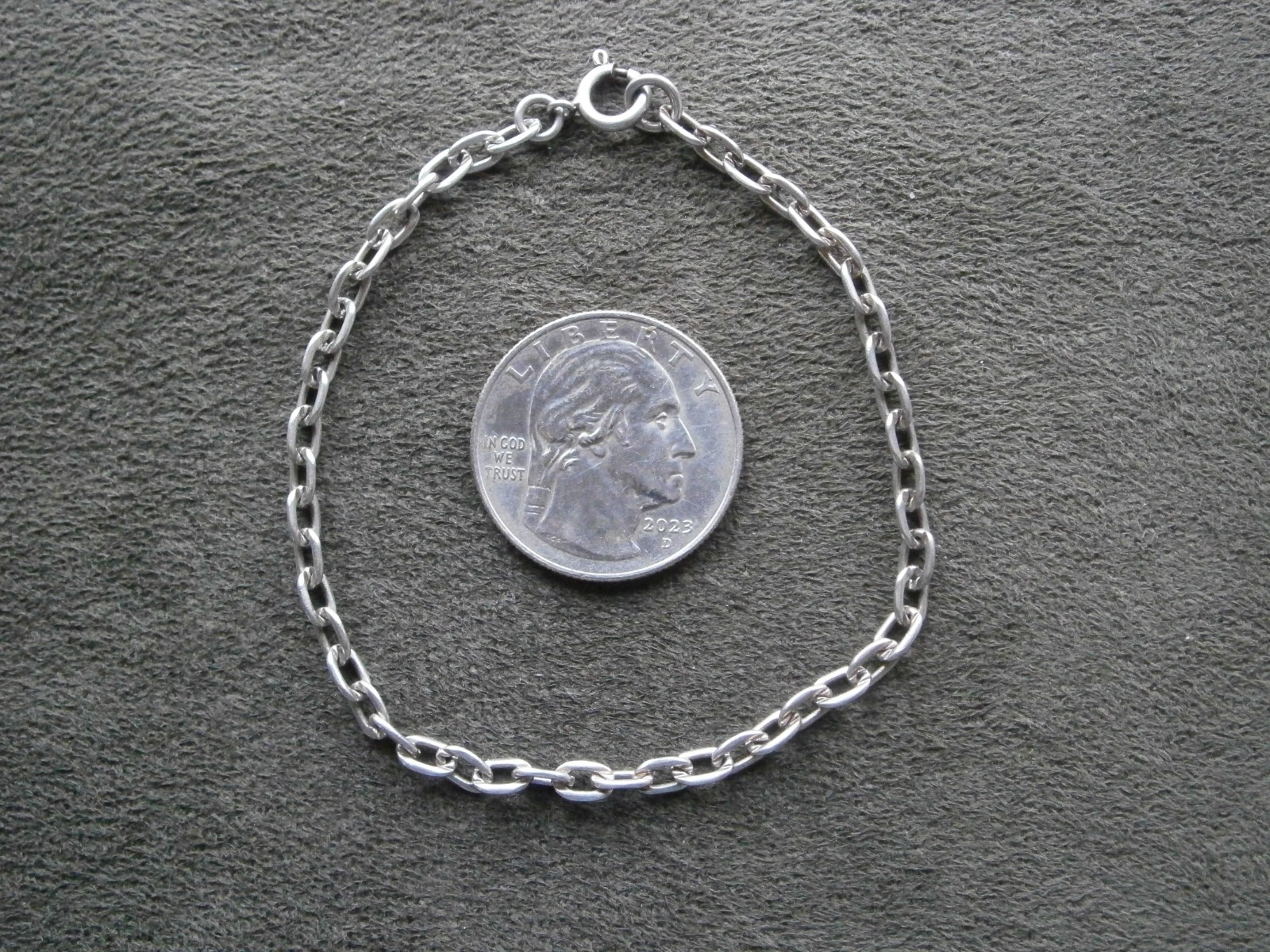 Paper Chain Flat Oval Link Vintage 835 Silver Bracelet 7″ ~ 3.6g