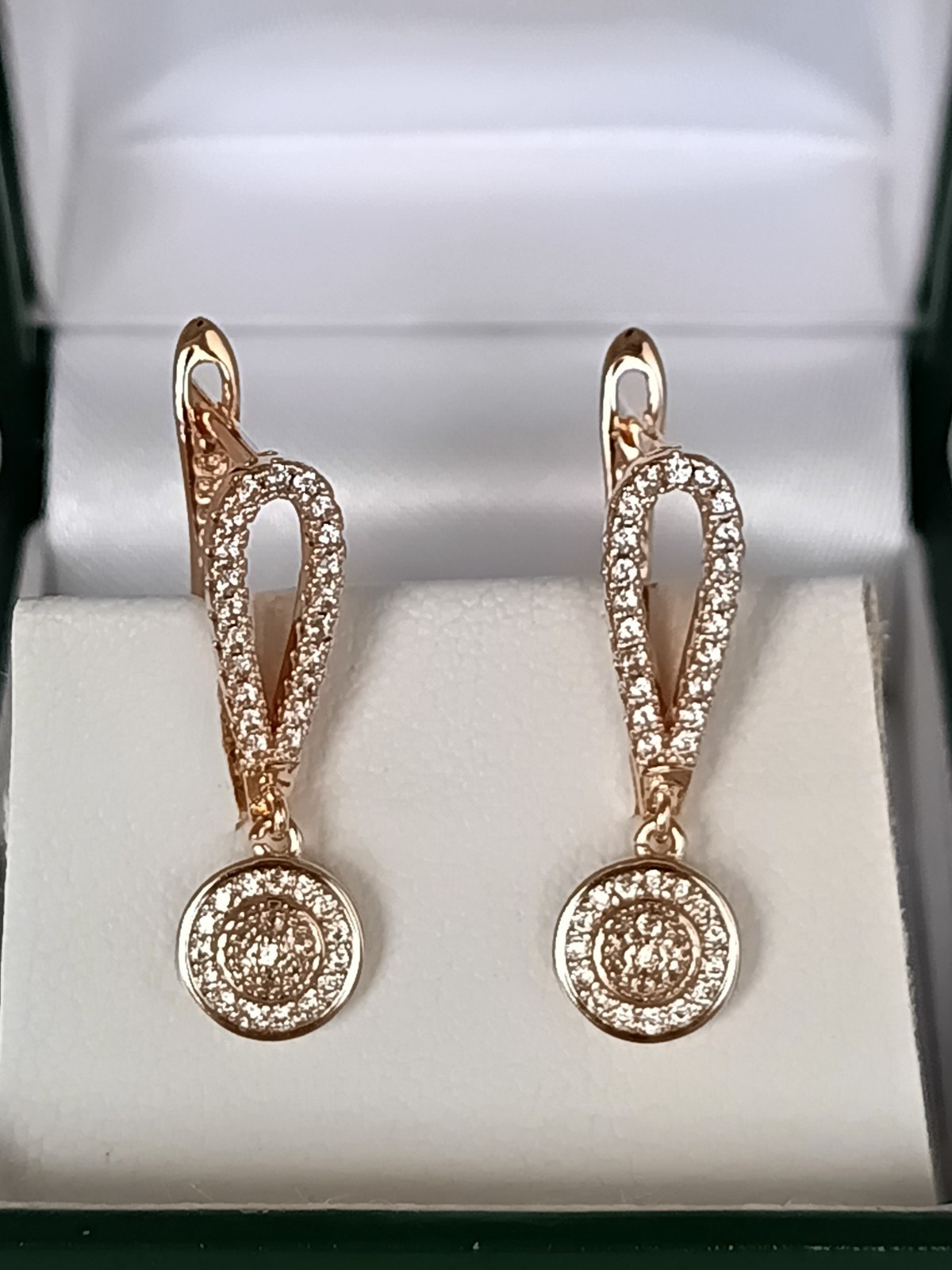 Vintage 1990-s 14 Ct Rolled Gold Zircons Earrings-Hallmarked 585 RG