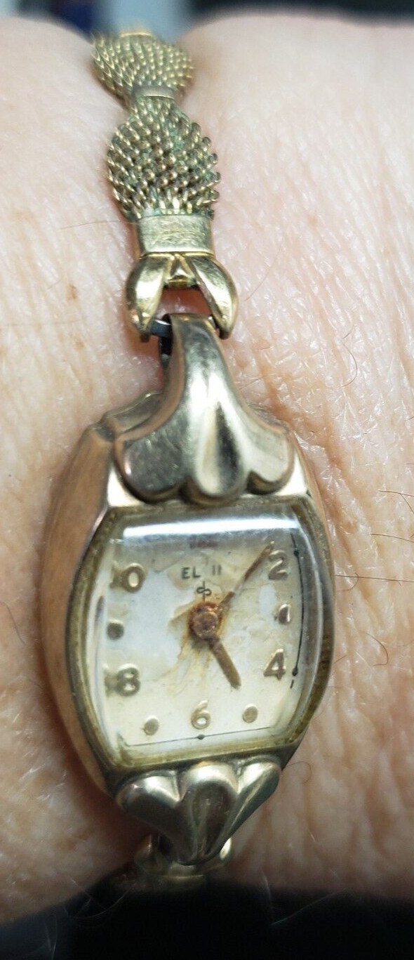 Elgin 10KGF Gold Rose Wrist Watch Vintage Movie TV Prop Jewelry Parts