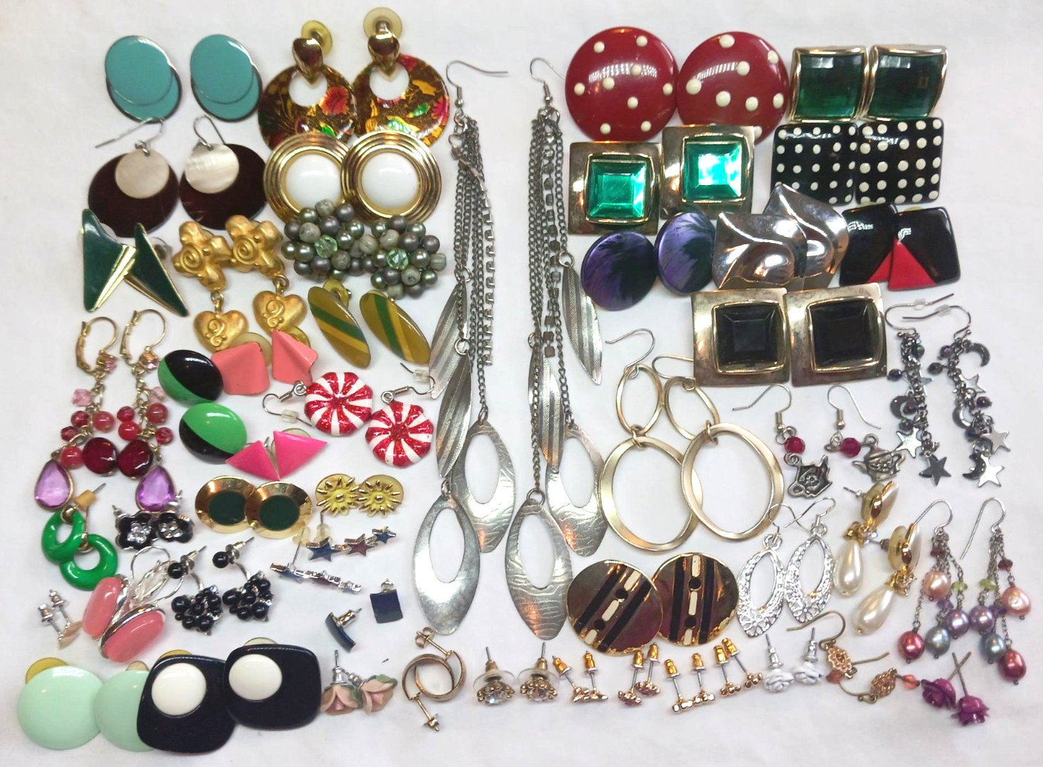 Vintage / Now Junk Drawer Earring Lot 1 – 50 Pairs Wearable Mixed Materials