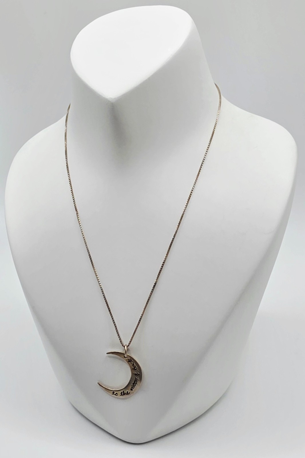 Sterling Silver ” To The Moon and Back” Cresent Moon Pendant on Chain Necklace