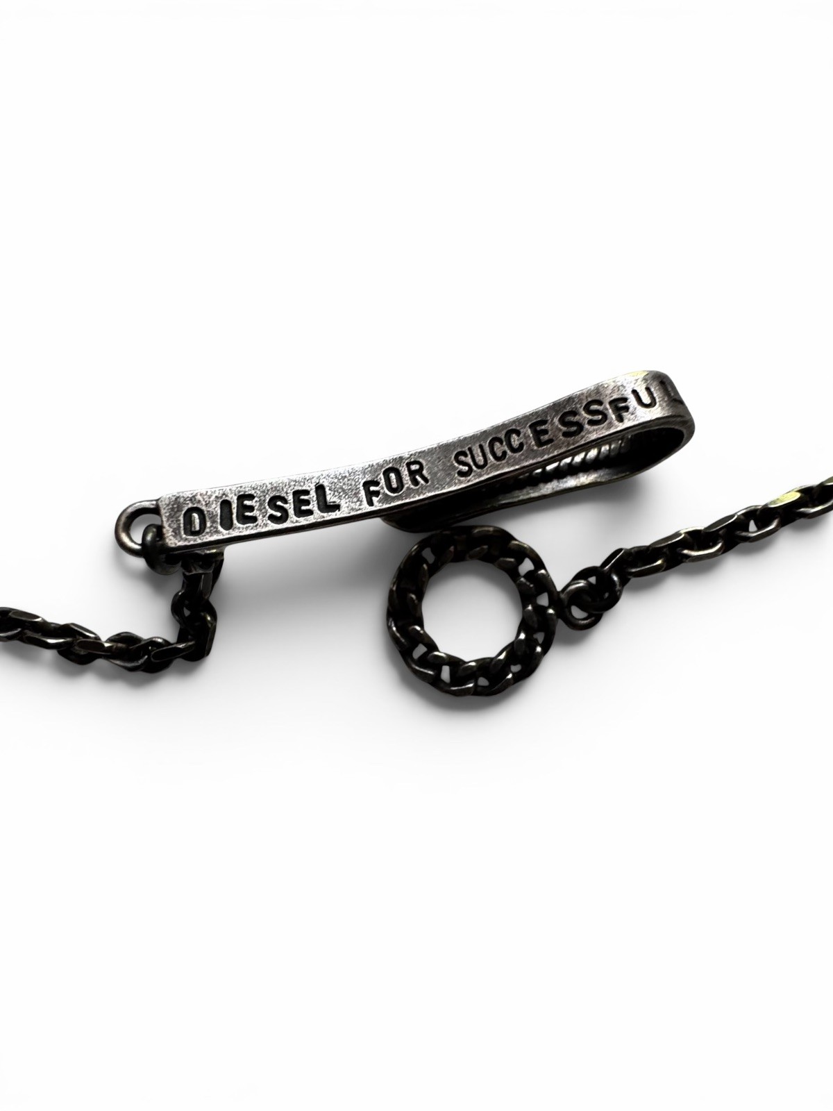 Diesel For Successful Living 925 Marked Charm Necklace Crown Pendant Y2K Mens