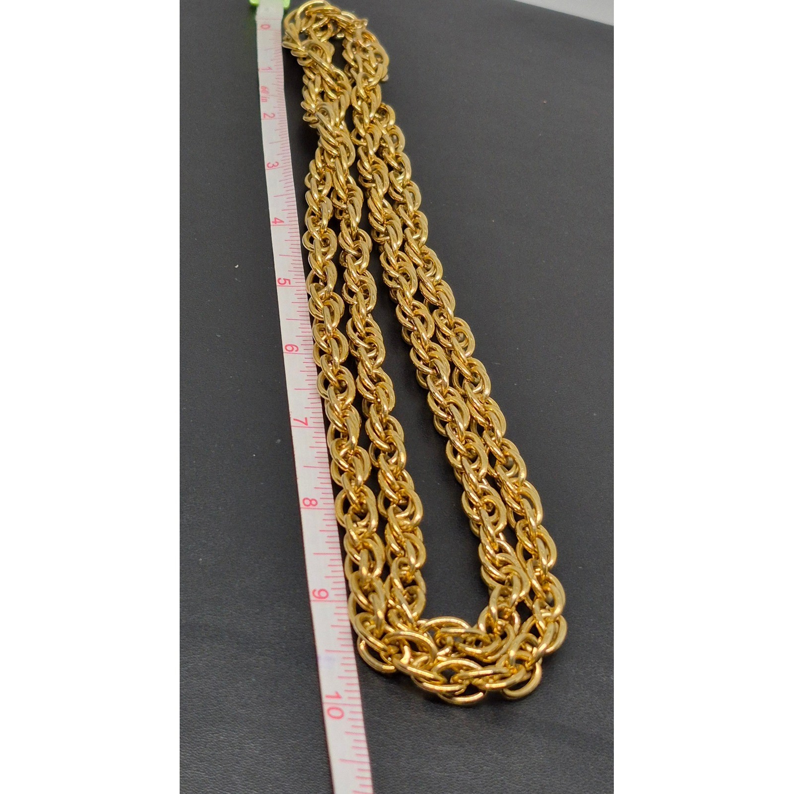 Vintage Necklace Gold Tone Single Long Link Chain Chunky Statement 40″