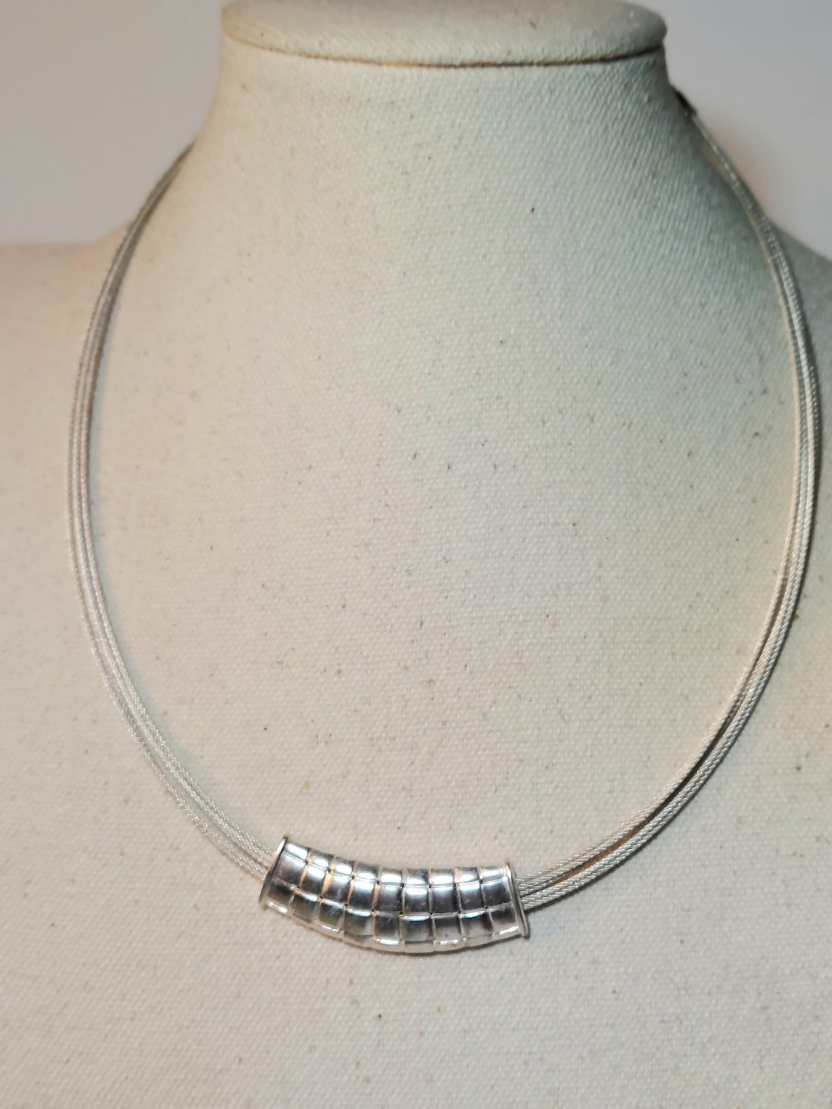 Vtg Napier 5 Strand Twisted Wire Choker Collar Necklace With Slide Pendant 15″