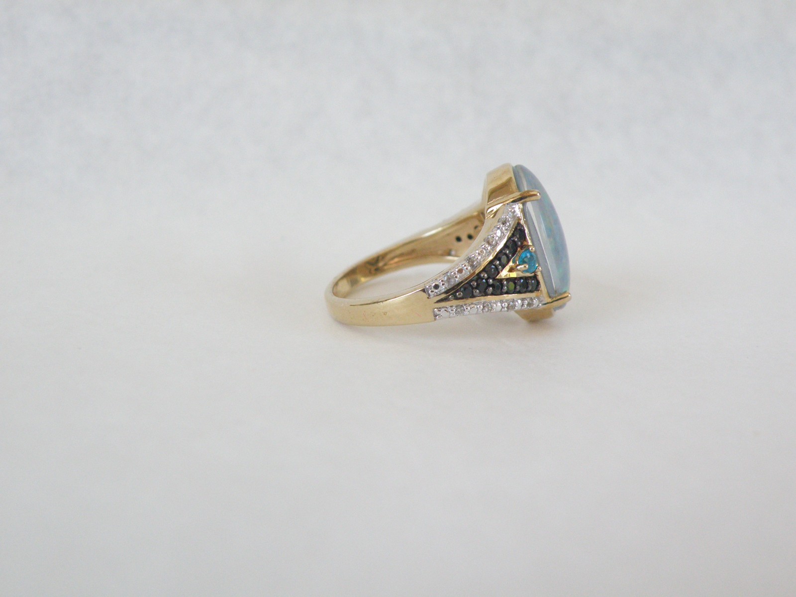 Sterling Silver 925 Gold Over Australian Opal Triplet Gemstone Ring Size 6