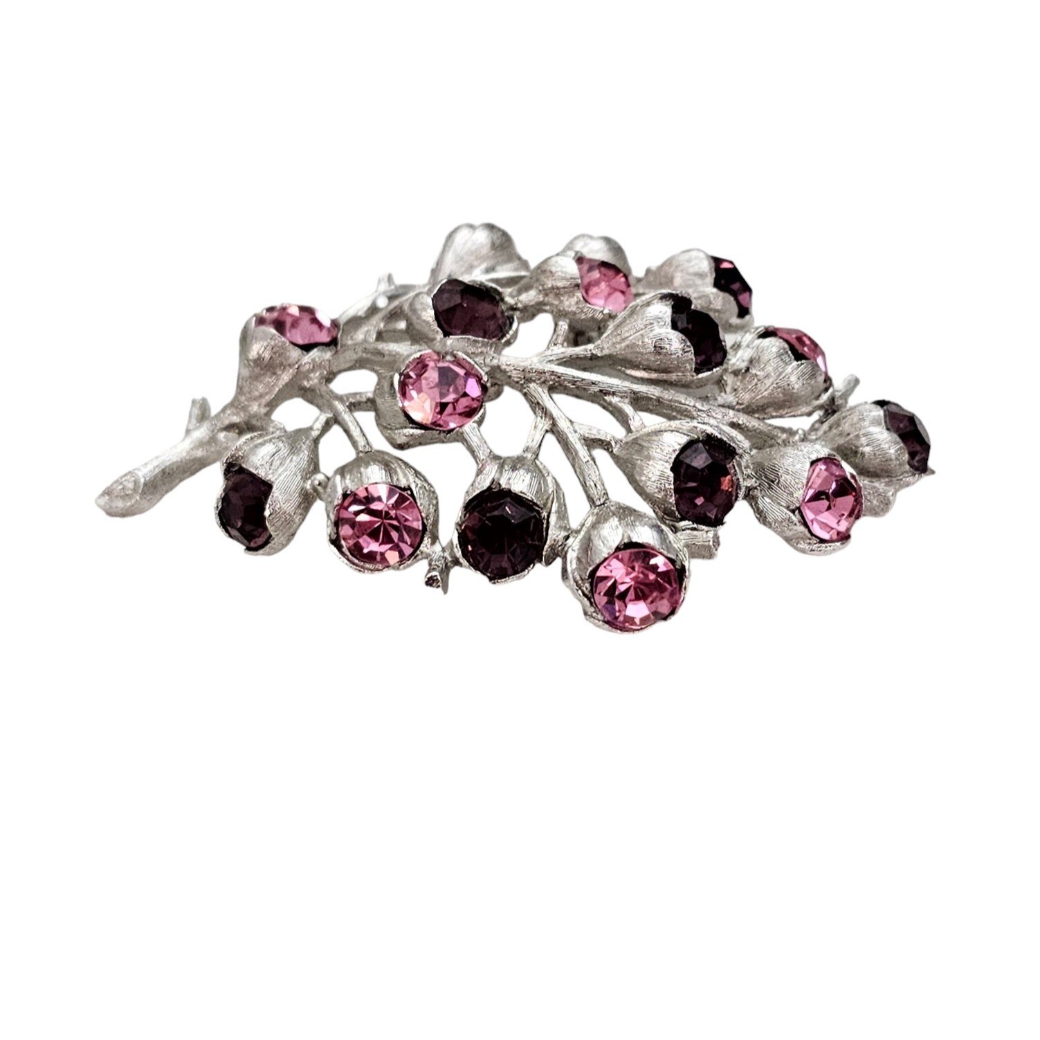 Sarah Coventry Pink Purple Rhinestone Wisteria Brooch, Signed L415