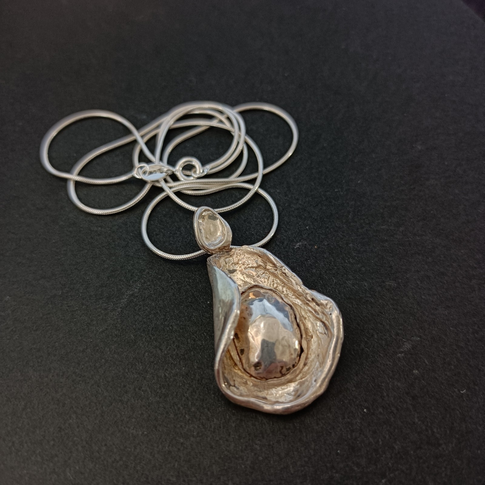 Modernist Sterling Silver Sculptural Pendant Necklace Abstract Freeform Art VTG