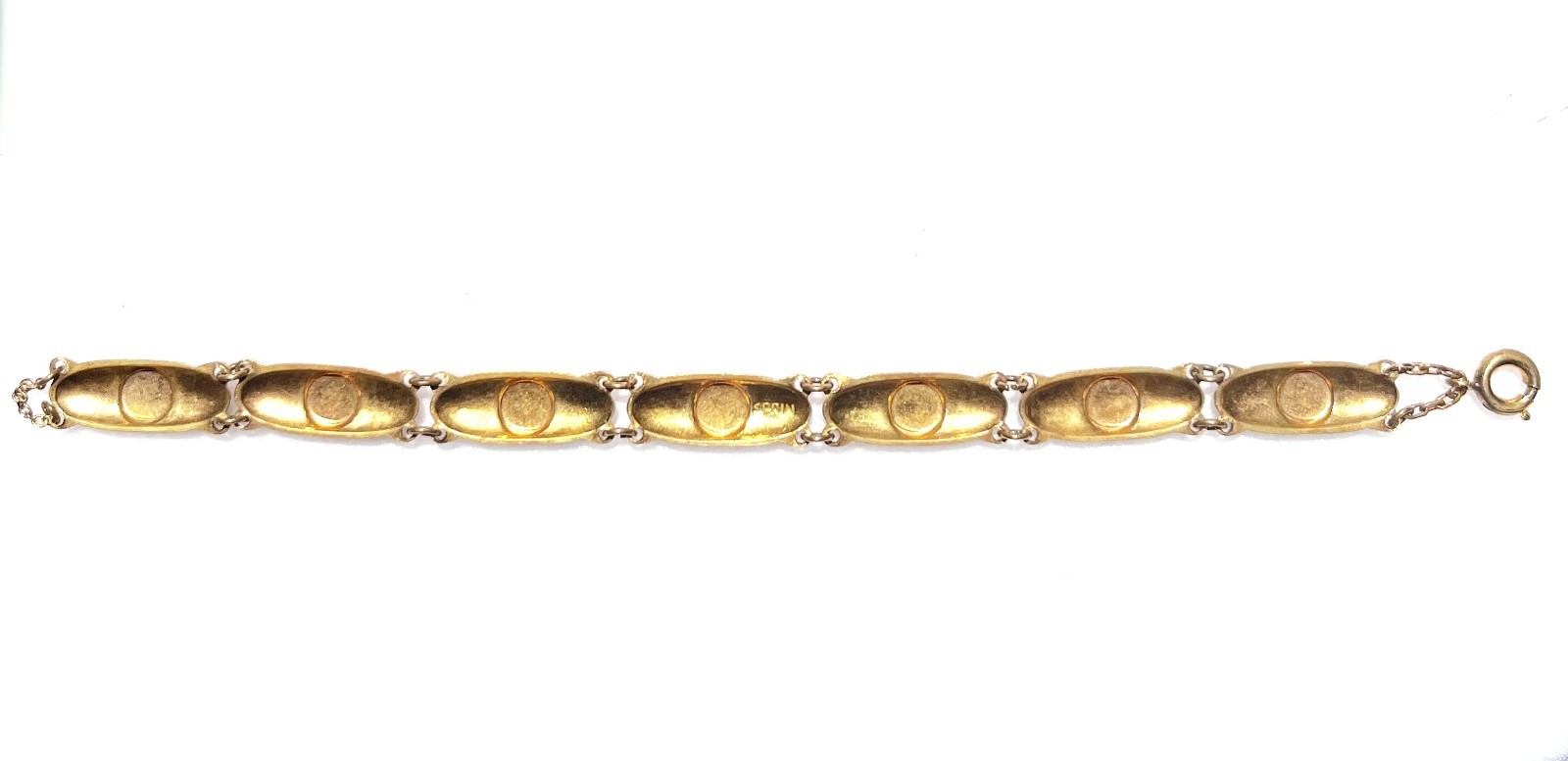Vintage Damascene Floral Enameled Gold Tone Bracelet 7.25 inches Embossed Spain