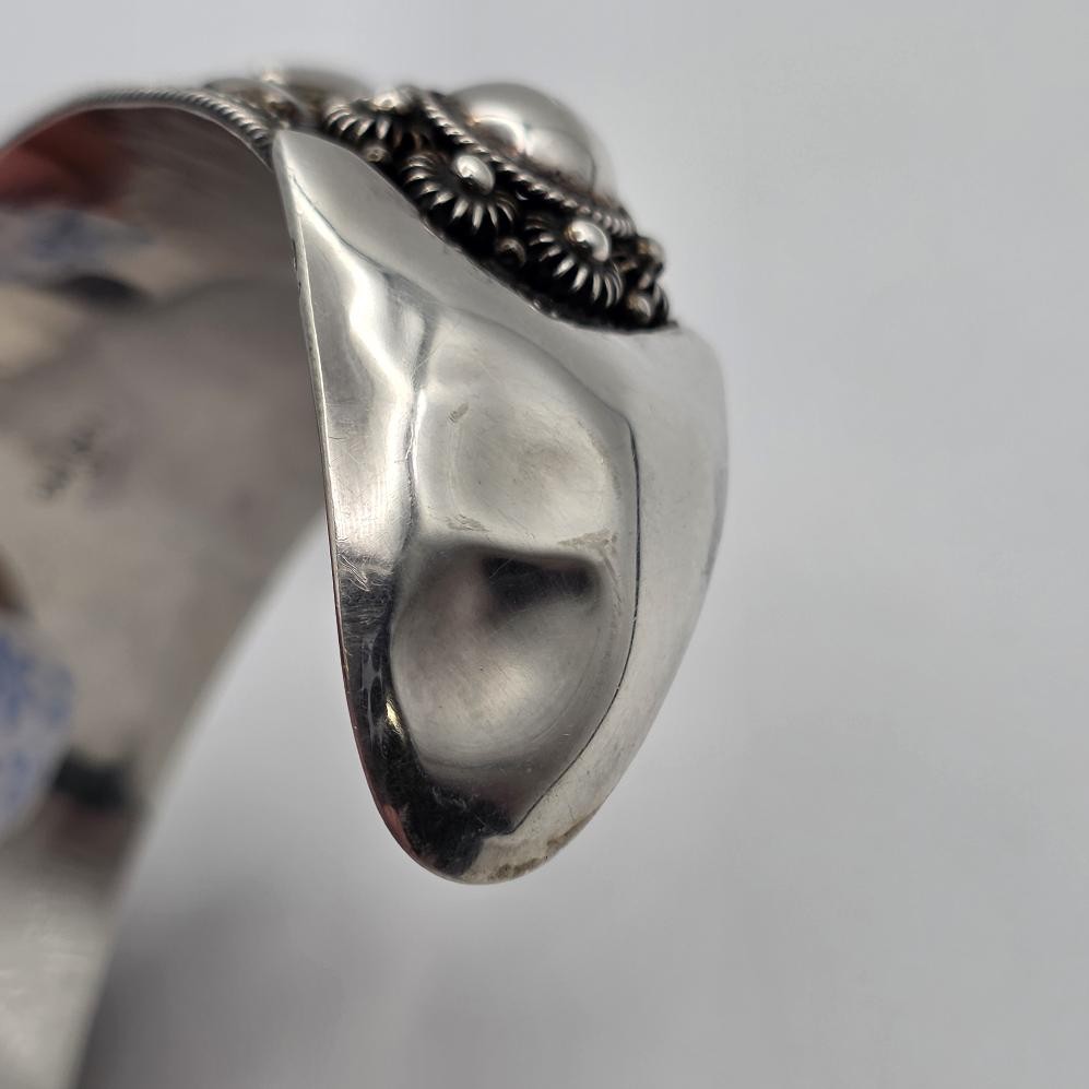Vintage SIAM 925 Sterling Silver Granulated Dome Wide Bold Cuff Bracelet *READ*