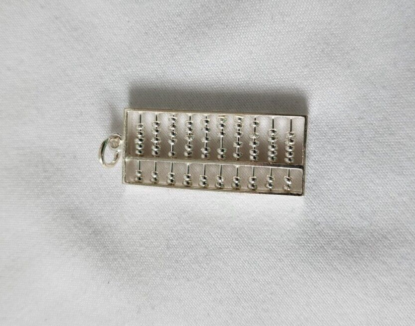 Sterling Silver 925 Moveable Beads Abacus Traditional Design Pendant Charm NEW