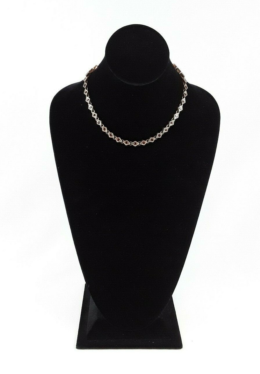 Womens Faux Ruby Rhinestone Chain Collar Necklace Gold Tone EUC