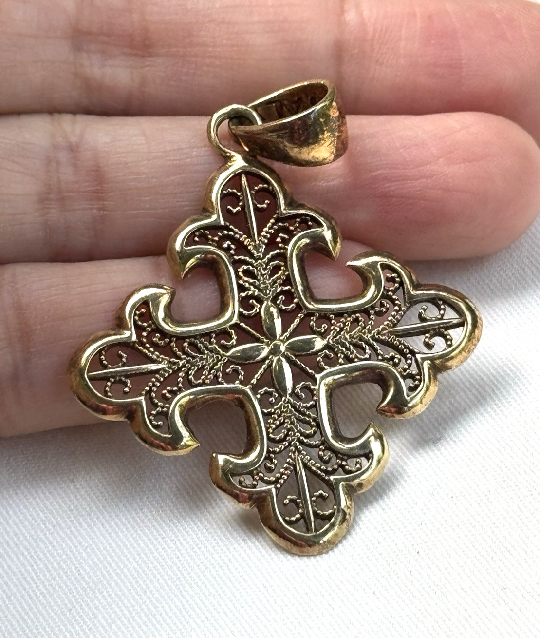 Vintage cross pendant 925 Sterling silver Italy