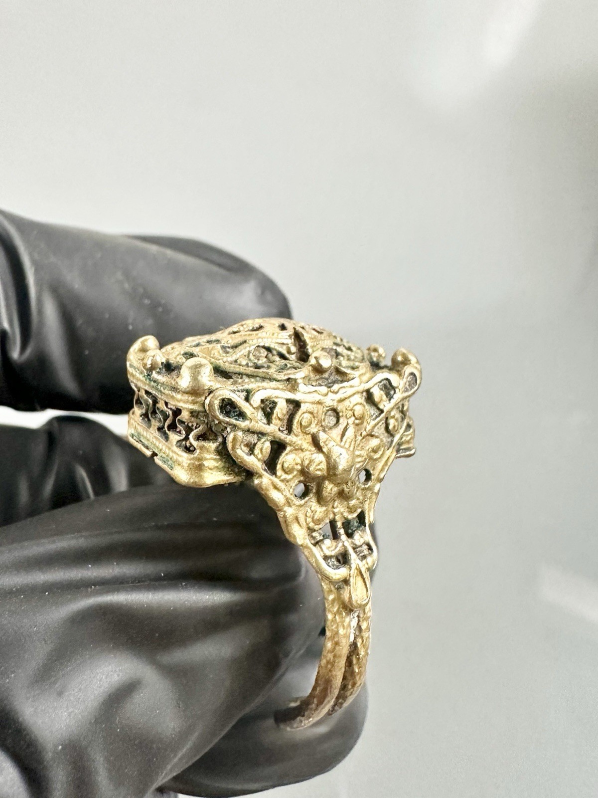 Antique Brass Detailed Open Work Filigree Techniques Adjustable Ring