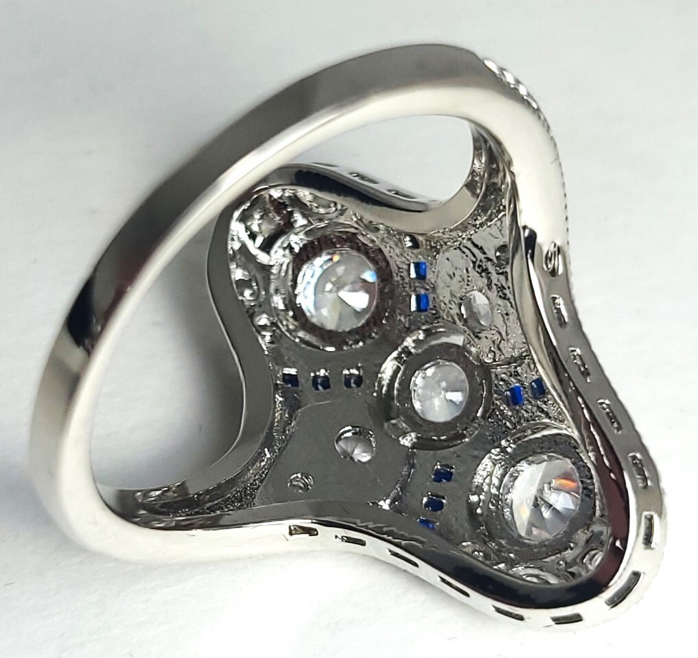 Vintage Art Deco Style Filigree Cubic Zircon Lab Created Engagement Wedding Ring