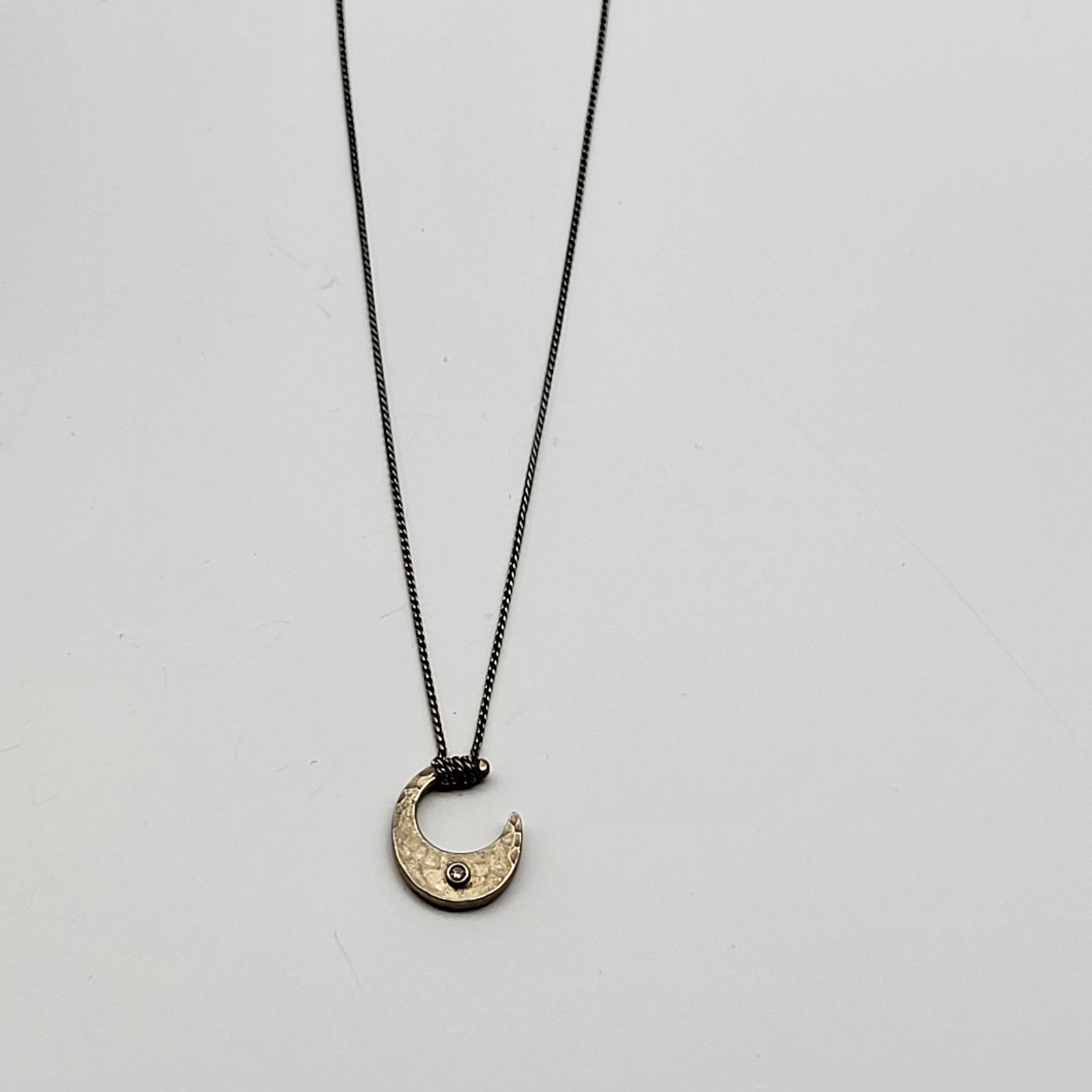 Fabulous Vintage Sterling Silver Crescent moon necklace signed Kenneth Cole 925
