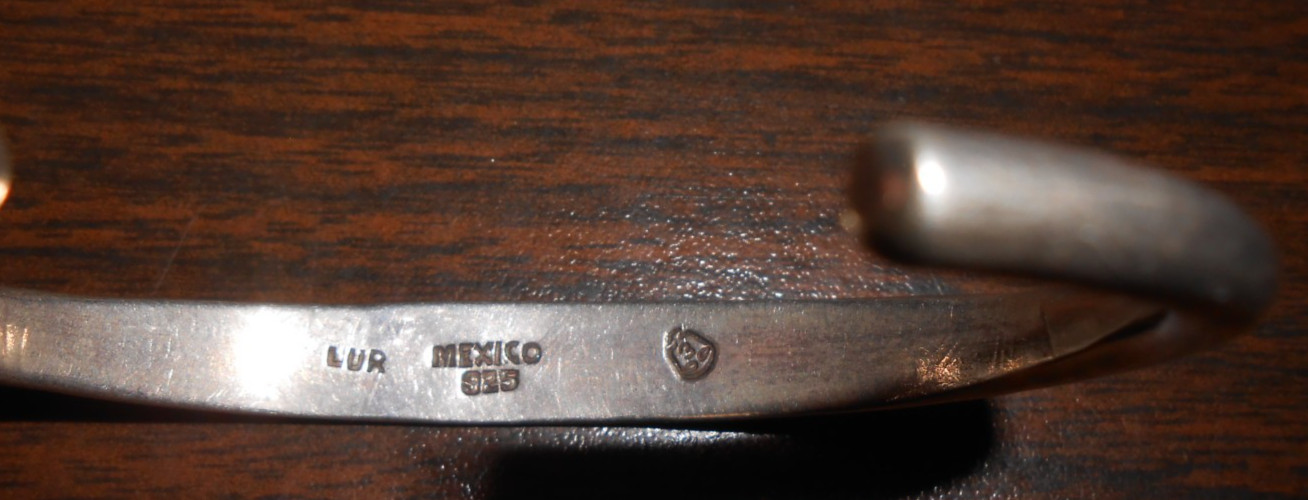 STERLING CUFF BRACELET – PLAIN – MARKED LUR – MEXICO 925 – UNKNOWN MARK 19.30g