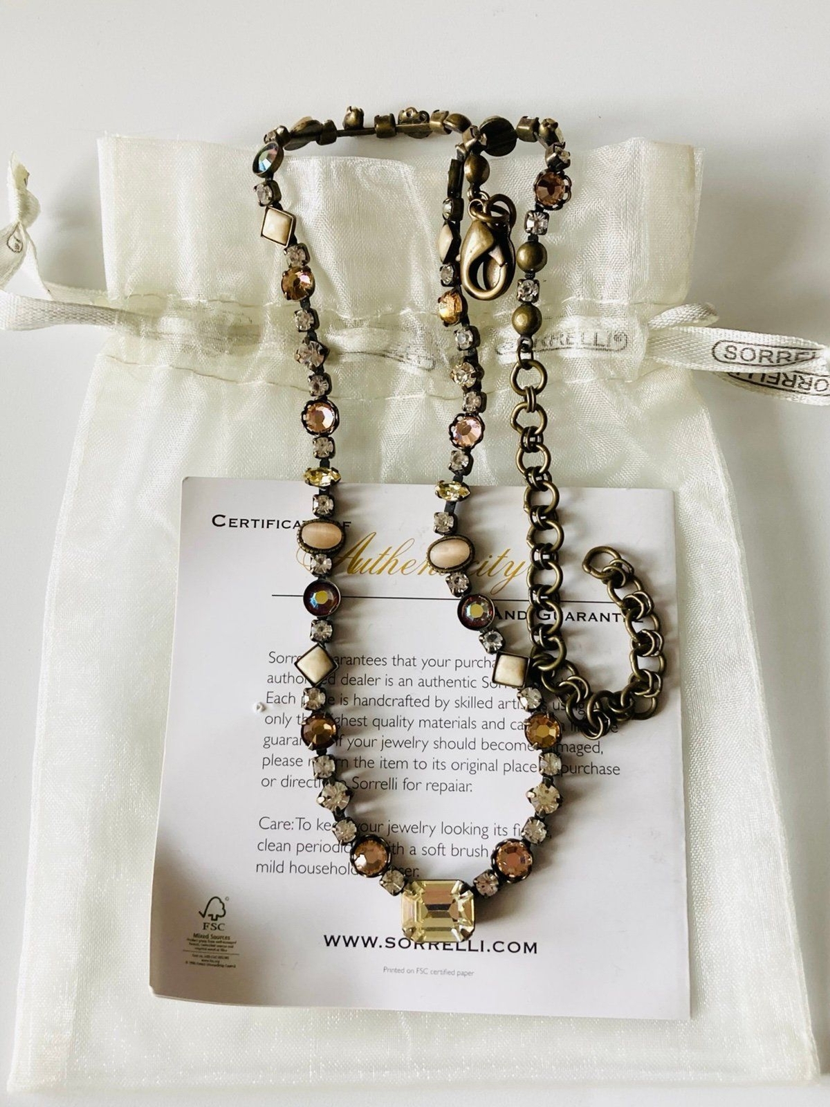 Sorrelli amber yellow tone crystal tennis Necklace