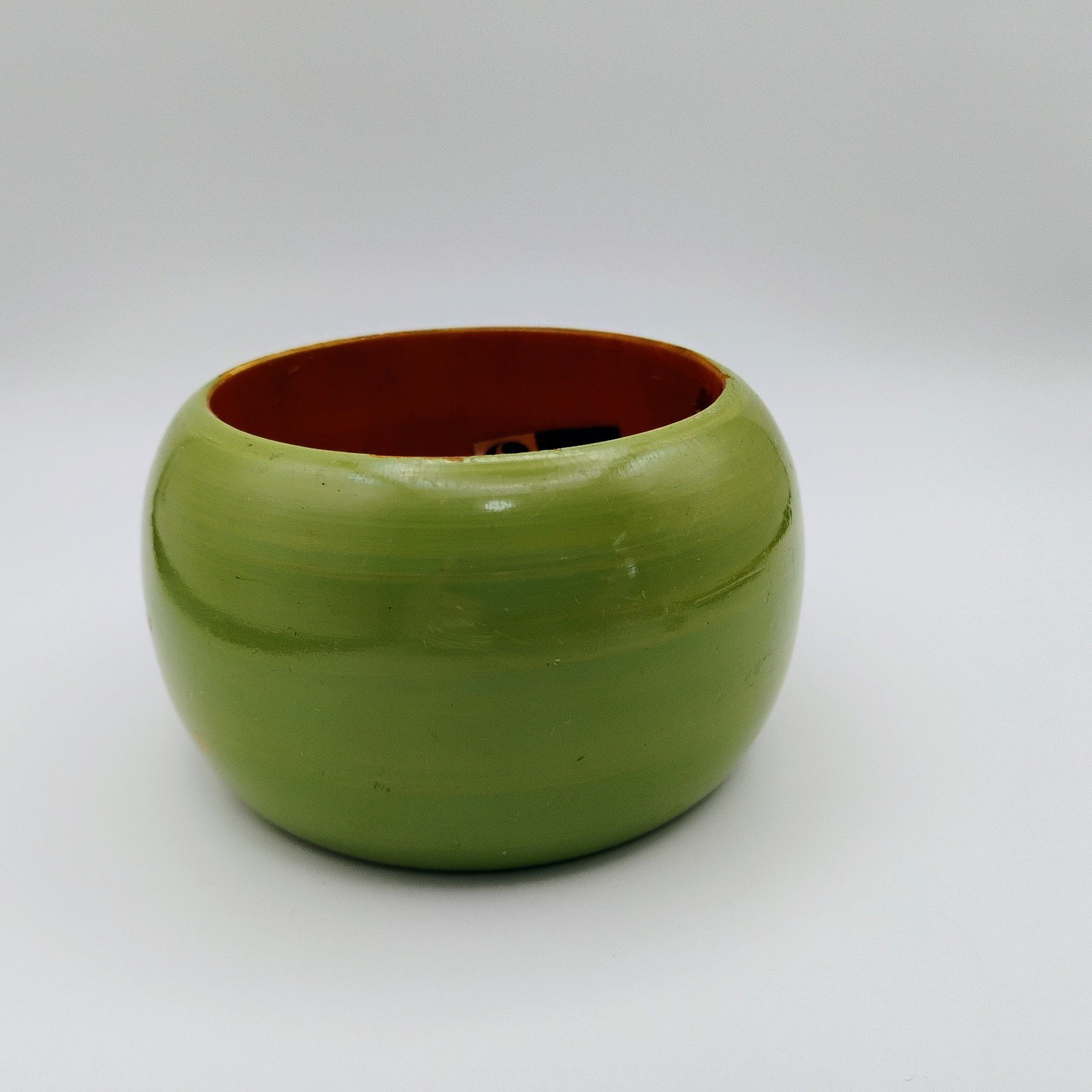 Vintage Boho Chunky Wood Bracelet Wide Green Made In India Bangle