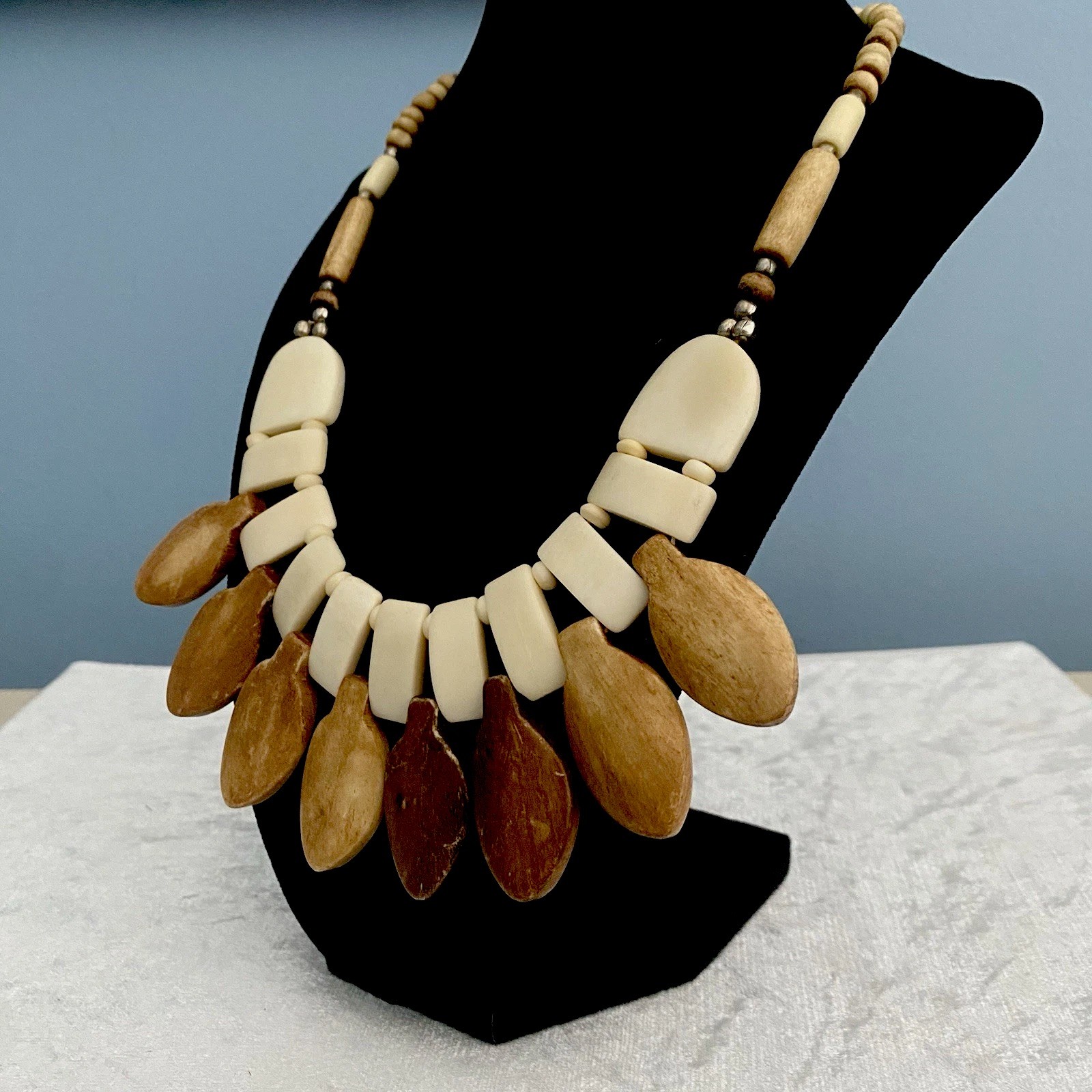 African Tribal Bib Necklace Statement Beaded Vintage Bohemian Native Ethnic