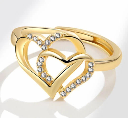 10K Yellow Gold FN 0.20TCW Round Cut White Moissanite Heart Design Bride Ring
