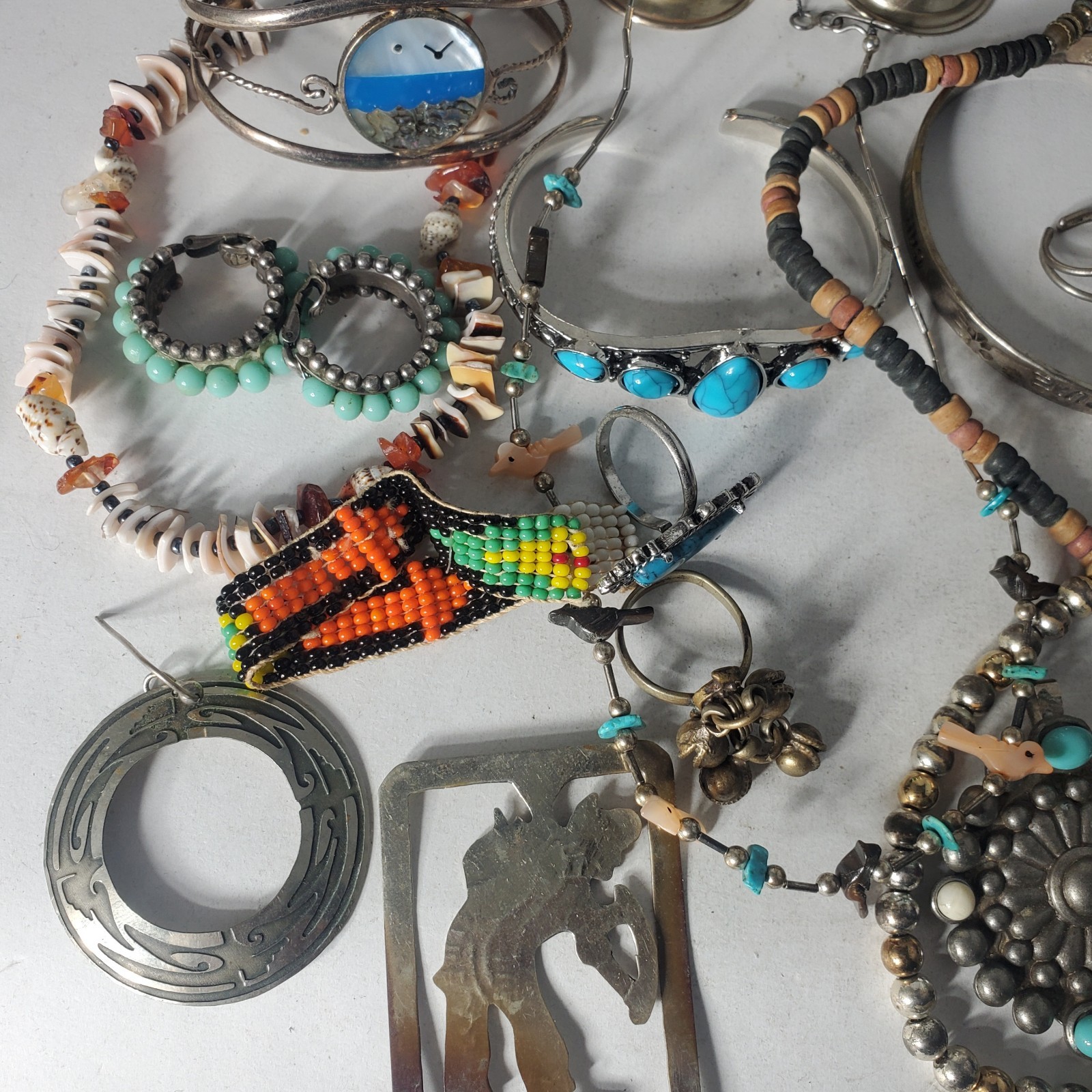 Vtg Silver Plated Alpaca Mixed Metals SOUTHWEST Jewlery Lot Collection 20 Pcs